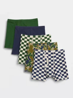 Kids Organic Stretch Cotton Boxer Briefs (5-Pack)