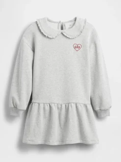 Kids Oversized Ruffle Collar Logo Sweatshirt Dress