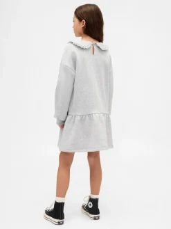 Kids Oversized Ruffle Collar Logo Sweatshirt Dress