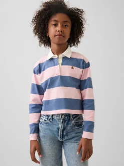 Kids Oversized Rugby Stripe Polo Shirt
