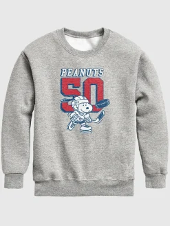 Kids Peanuts Snoopy Hockey Crewneck Fleece Sweatshirt