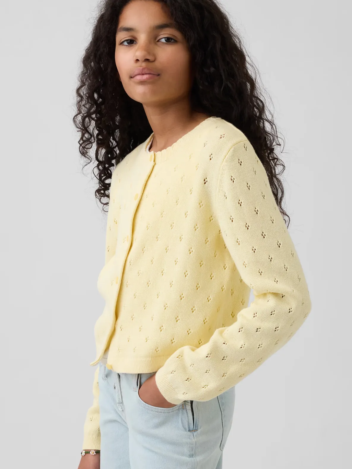 Kids Pointelle Cardigan Sweater