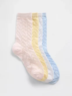 Kids Pointelle Crew Socks (4-Pack)