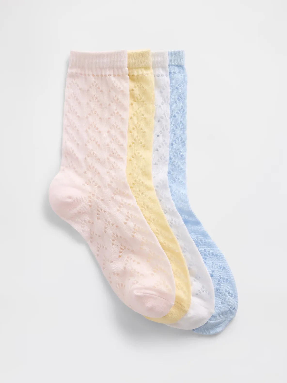 Kids Pointelle Crew Socks (4-Pack)