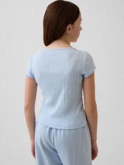 Kids Pointelle Rib Fitted T-Shirt