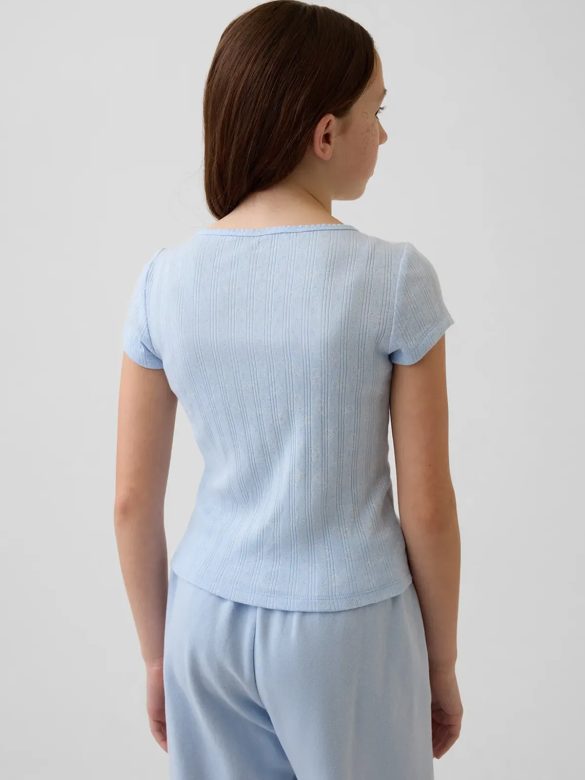 Kids Pointelle Rib Fitted T-Shirt