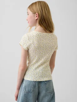 Kids Pointelle Rib Fitted T-Shirt