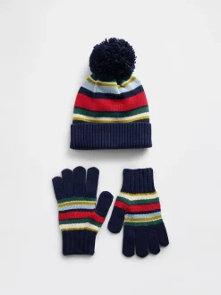 Kids Pom Hat & Gloves Set