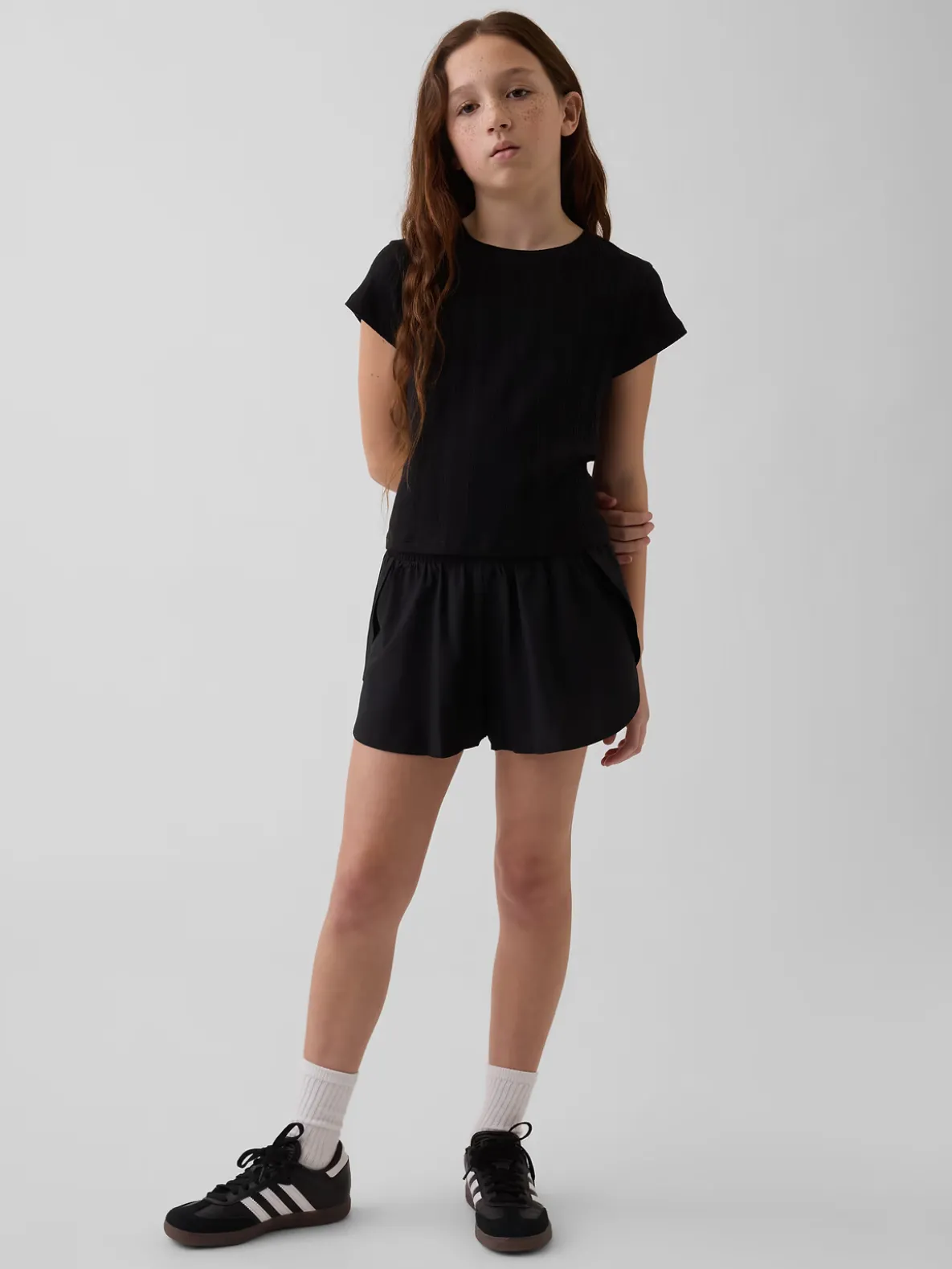 Kids Quick-Dry Butterfly-Hem Run Shorts