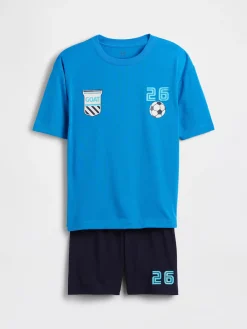 Kids Recycled Oversized Soccer PJ Short Set