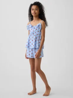 Kids Recycled PJ Ruffle Cami Short Set