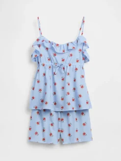 Kids Recycled PJ Ruffle Cami Short Set