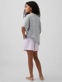 Kids Recycled Poplin PJ Boxer Shorts