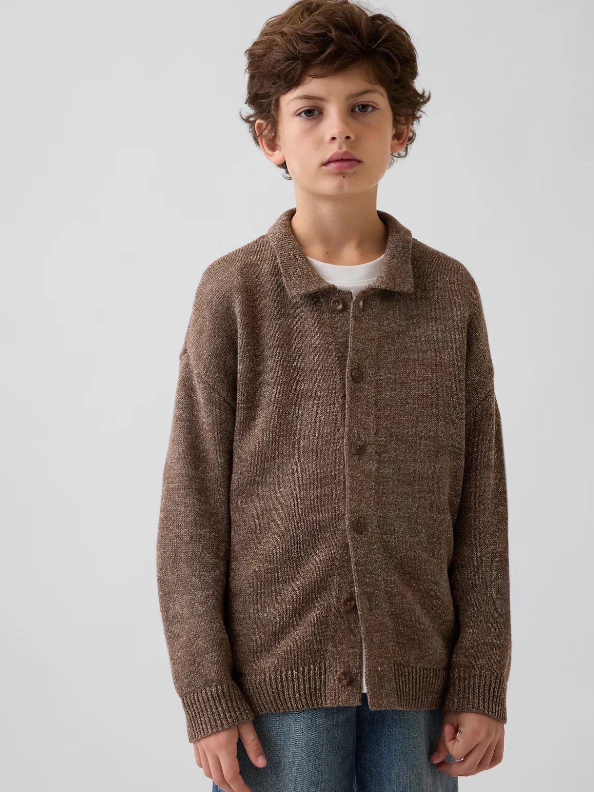 Kids Relaxed Polo Cardigan Sweater