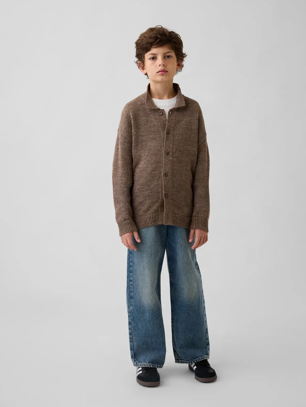 Kids Relaxed Polo Cardigan Sweater