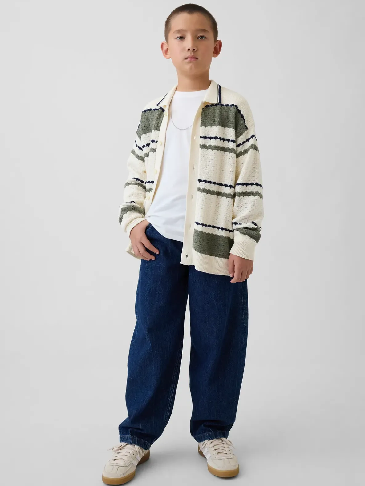 Kids Relaxed Polo Cardigan Sweater