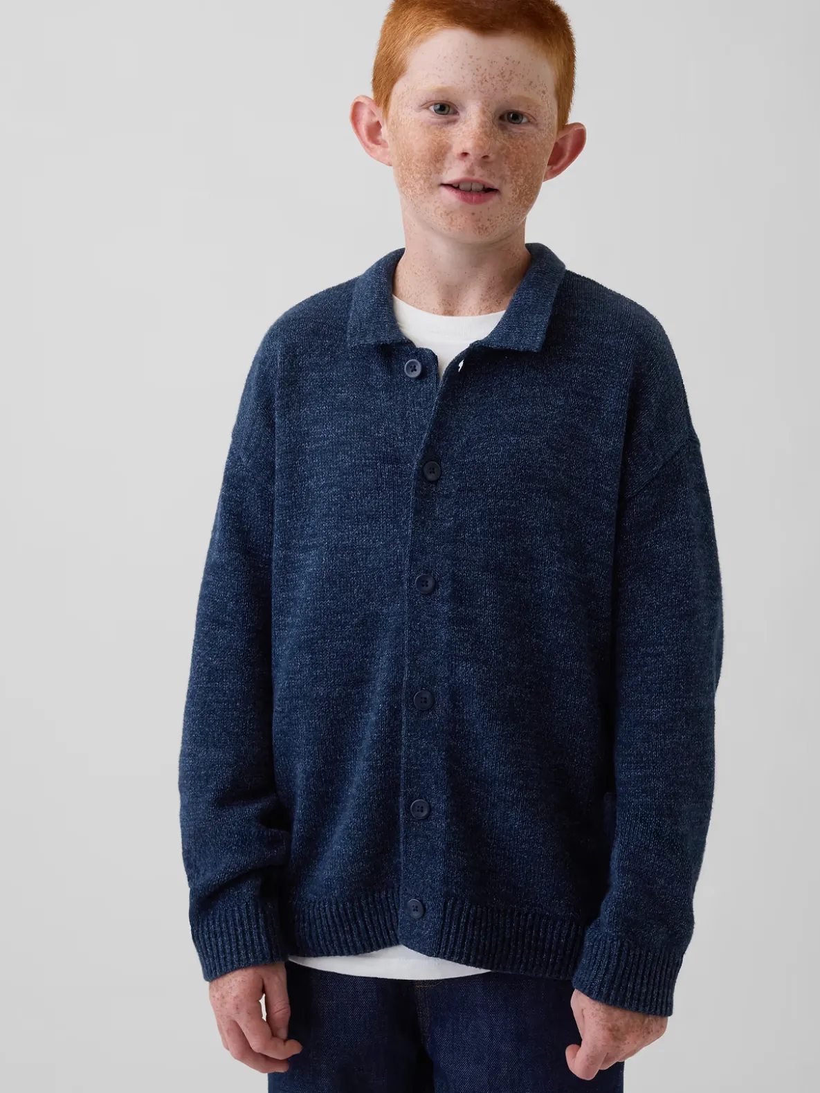 Kids Relaxed Polo Cardigan Sweater