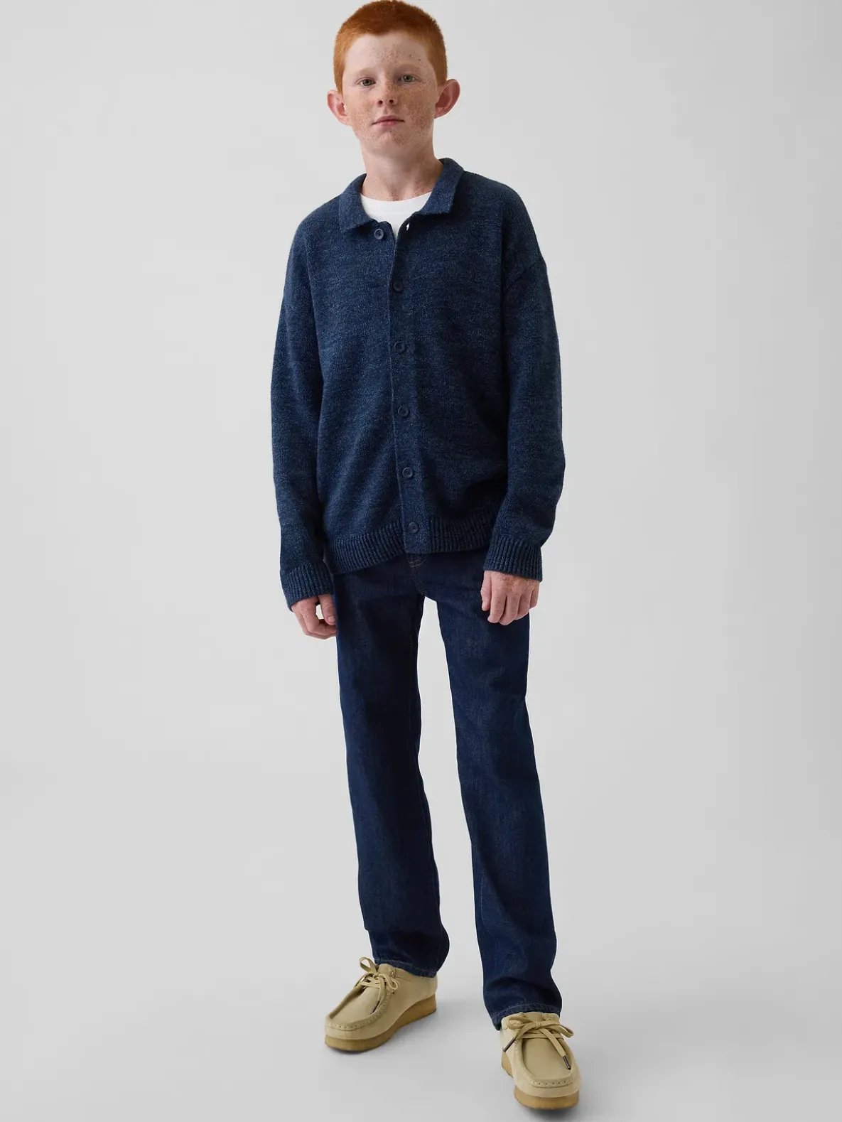 Kids Relaxed Polo Cardigan Sweater