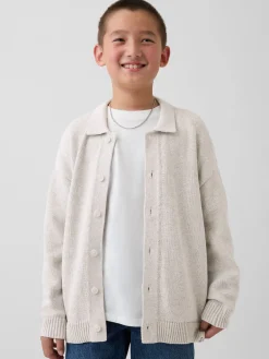 Kids Relaxed Polo Cardigan Sweater