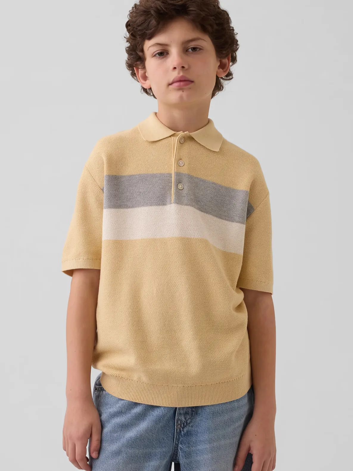 Kids Relaxed Stripe Polo Sweater Shirt
