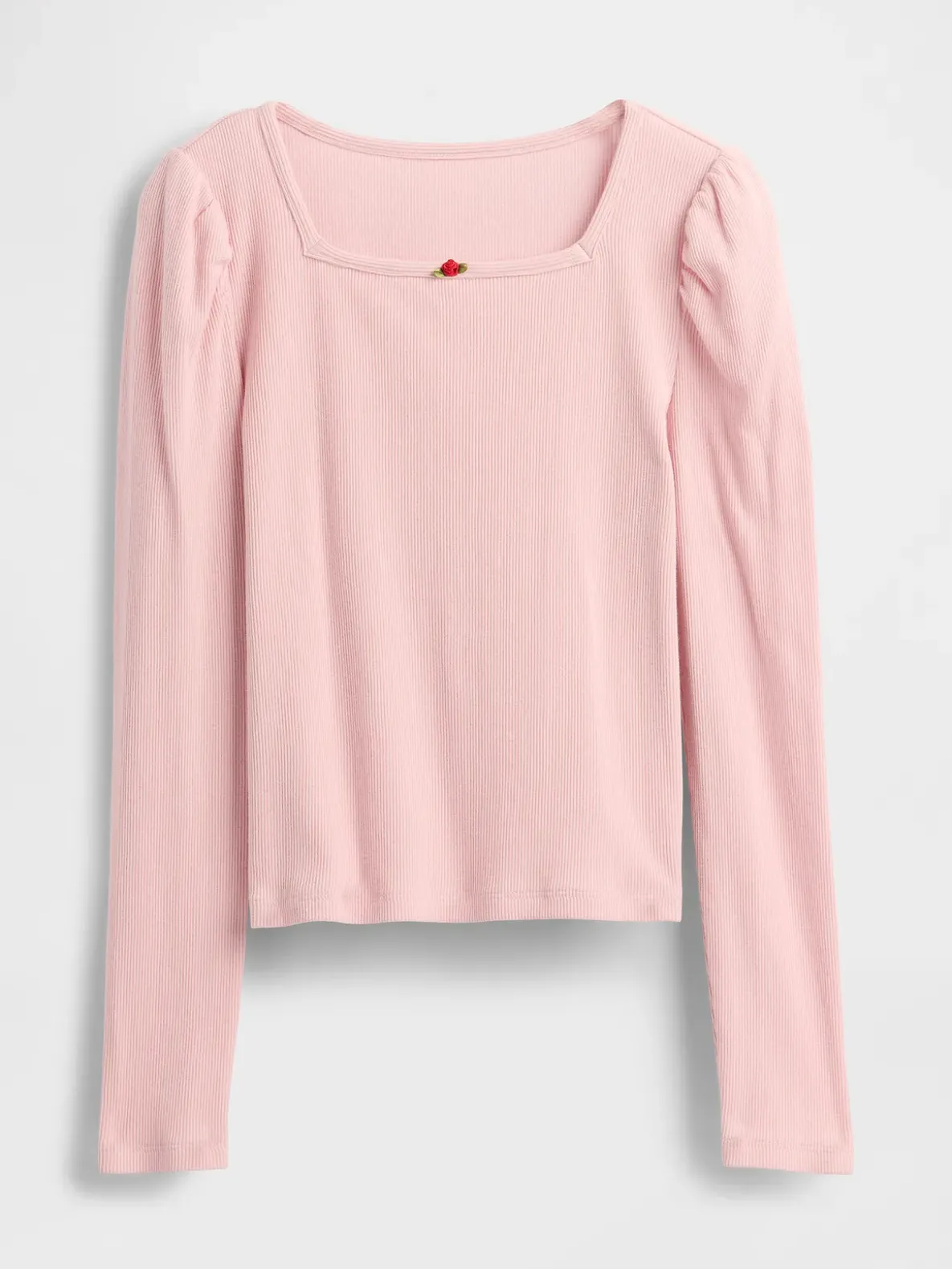 Kids Rib Puff-Sleeve Top