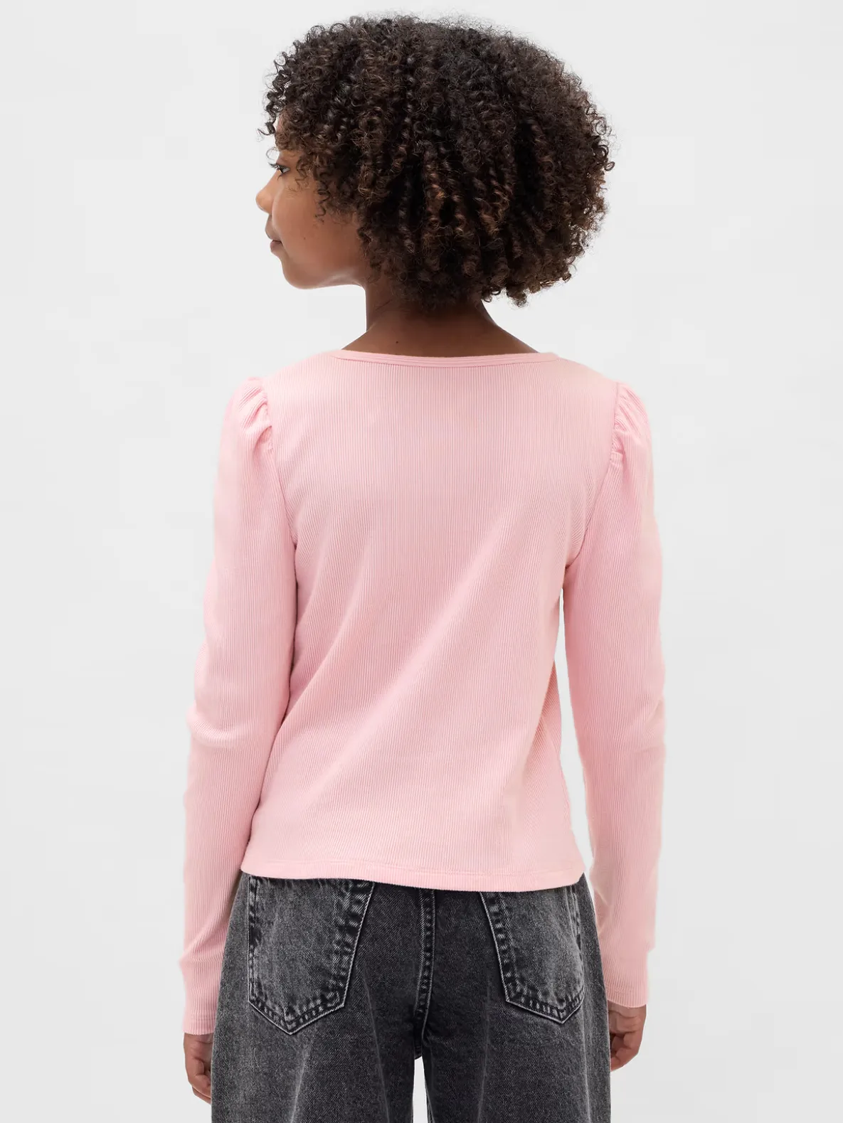 Kids Rib Puff-Sleeve Top