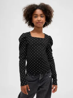 Kids Rib Puff-Sleeve Top