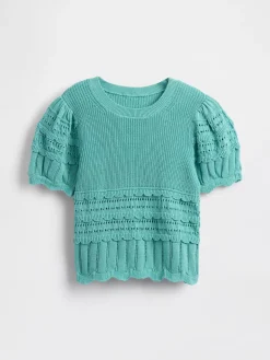 Kids Scalloped Mixed-Stitch Sweater
