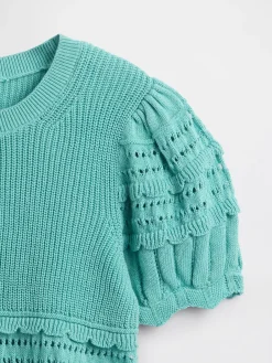Kids Scalloped Mixed-Stitch Sweater