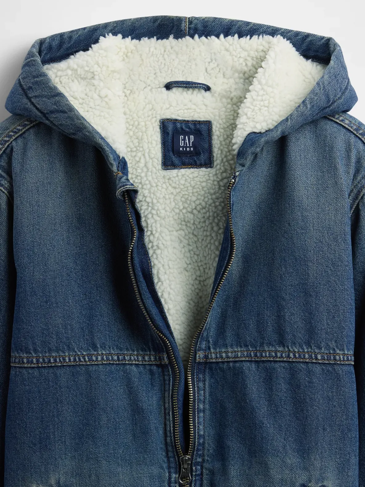 Kids Sherpa-Lined Denim Hoodie