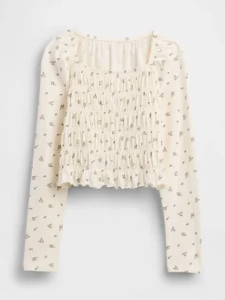 Kids Smocked Square-Neck Top