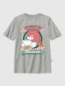 Kids Sonic The Hedgehog Knuckles Pizza Graphic T-Shirt