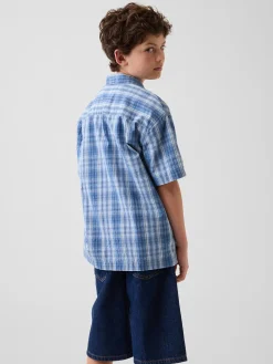Kids Textured Plaid Relaxed Vacay Shirt