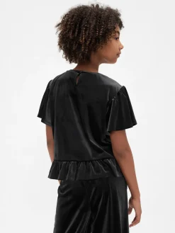 Kids Velour Peplum Top