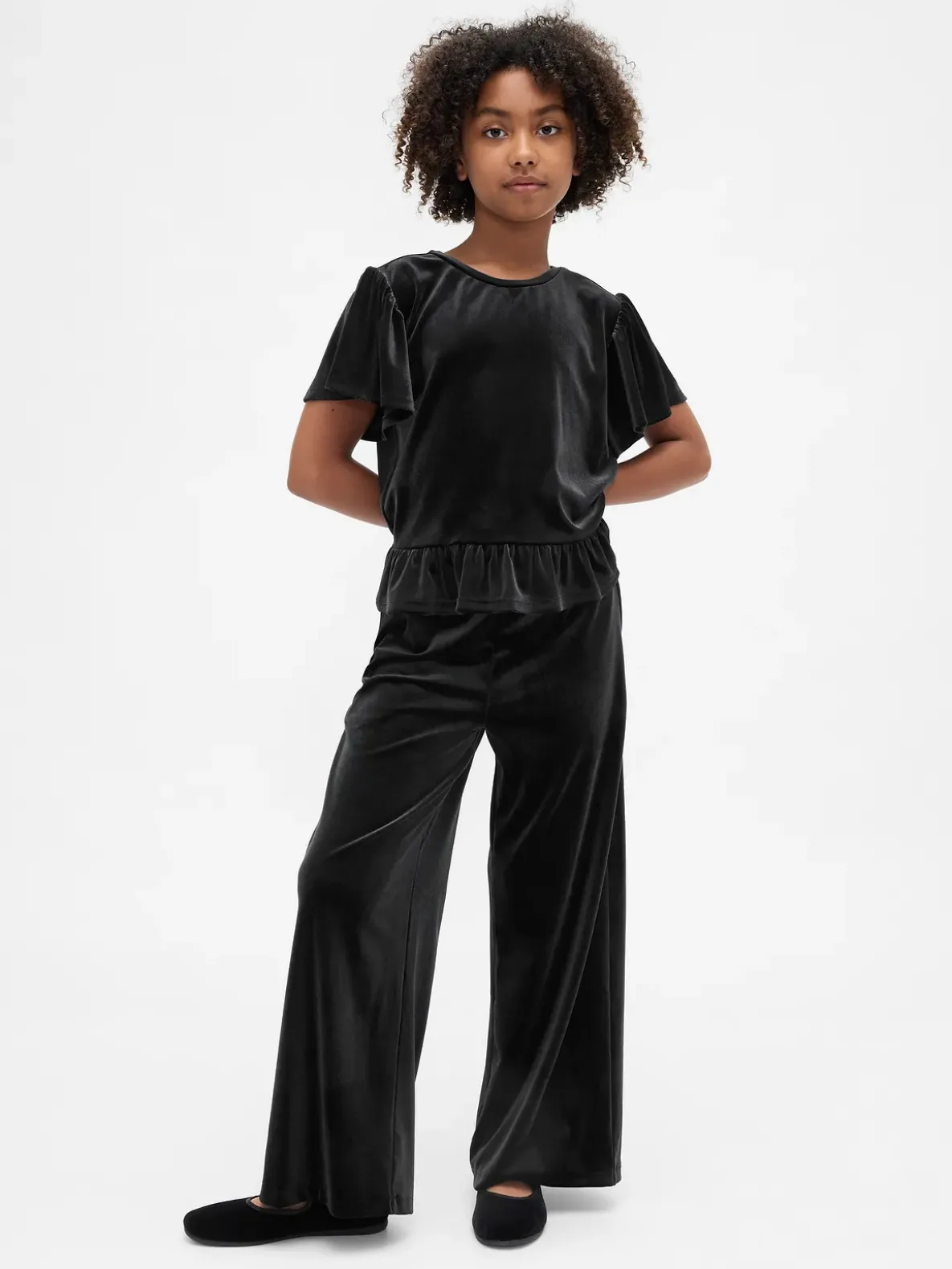 Kids Velour Peplum Top