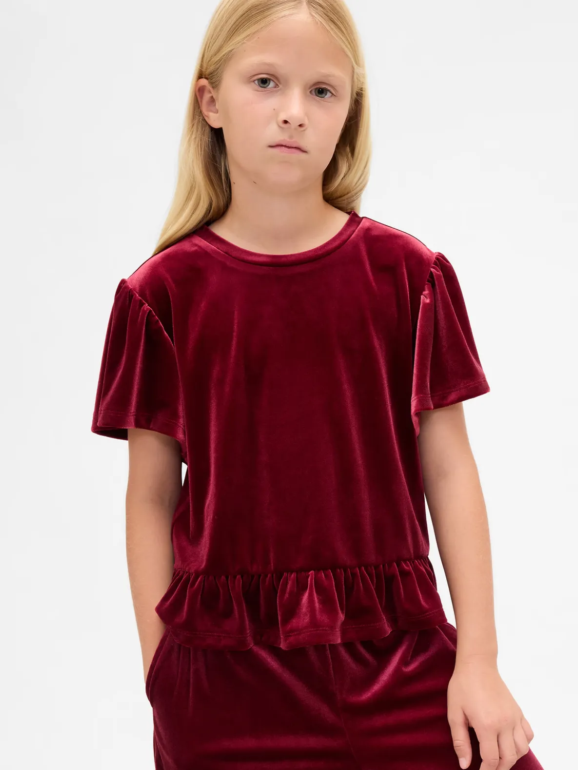 Kids Velour Peplum Top