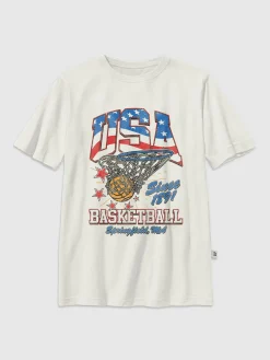 Kids Vintage Basketball Graphic T-Shirt