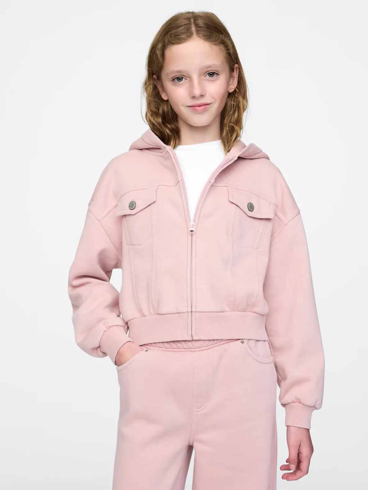Kids VintageSoft Crop Zip Hoodie