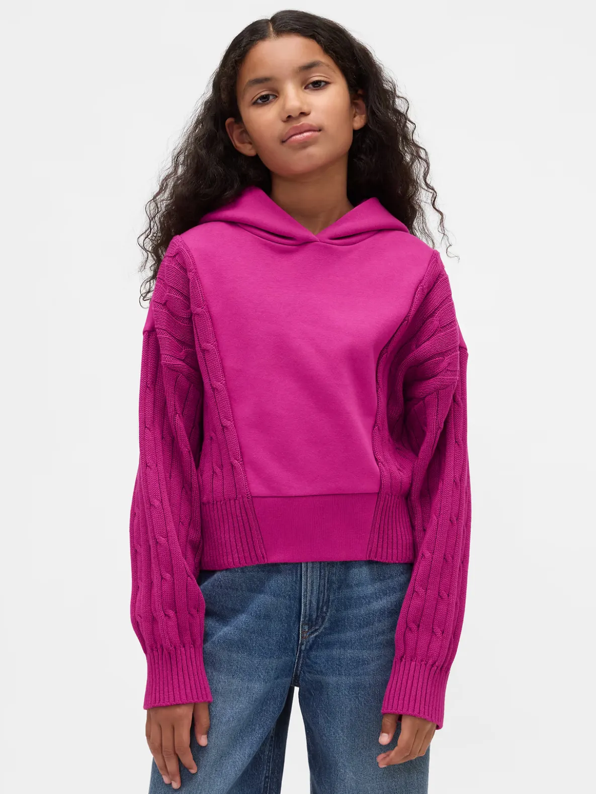 Kids VintageSoft Mixed Media Hoodie