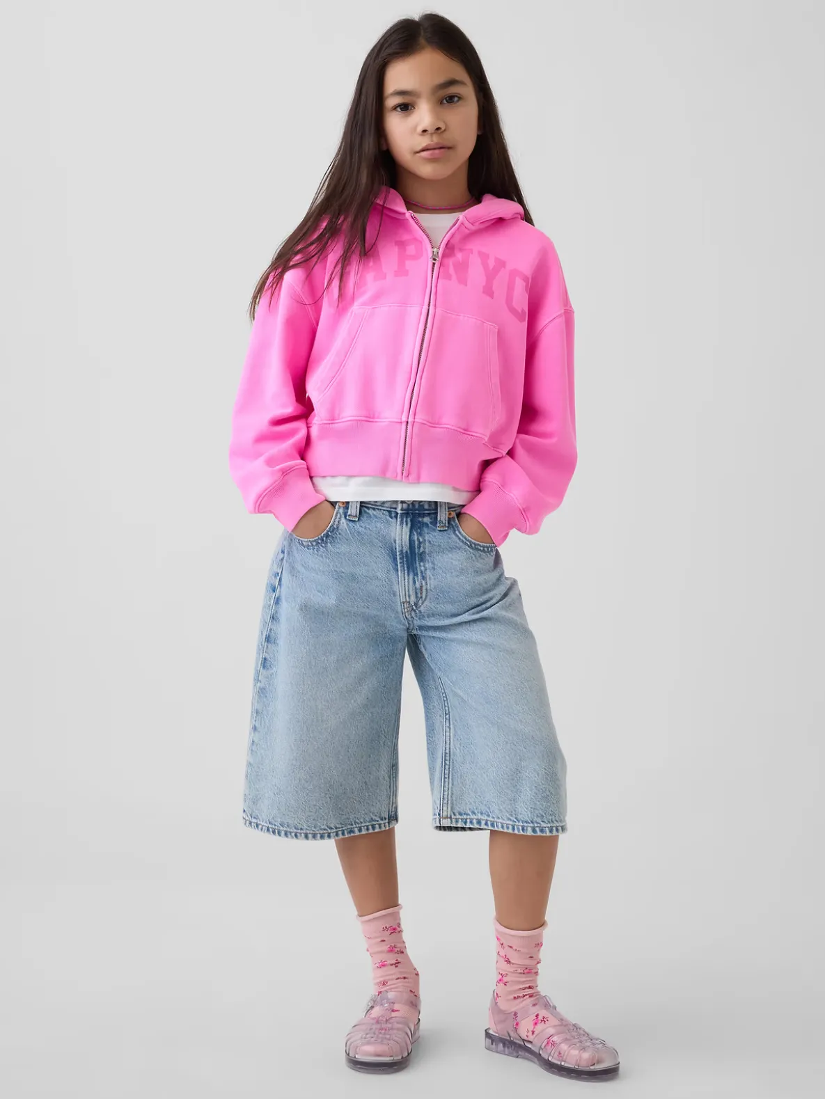 Kids VintageSoft Oversized Logo Zip Hoodie