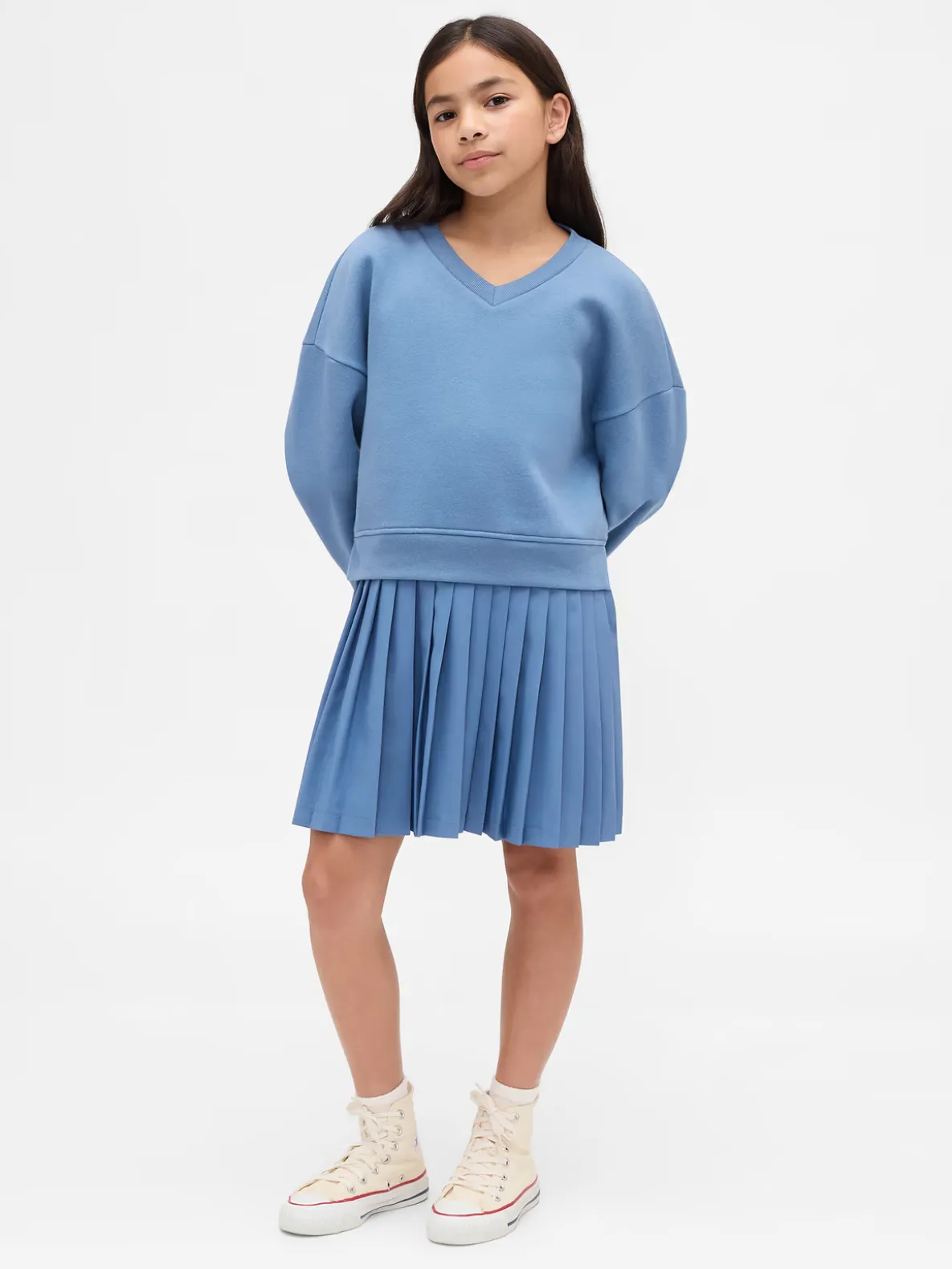 Kids VintageSoft Pleated Sweatshirt Dress