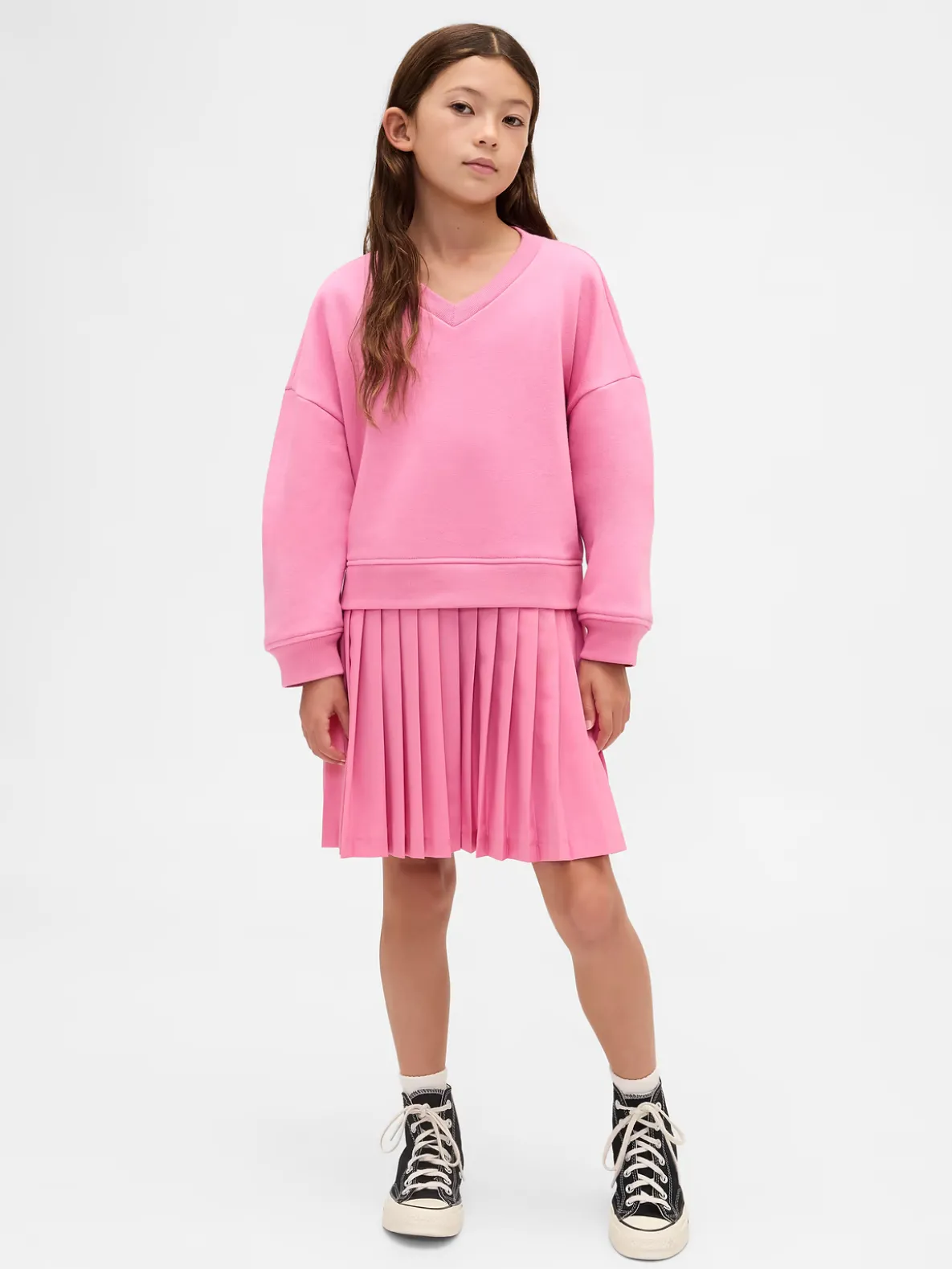 Kids VintageSoft Pleated Sweatshirt Dress
