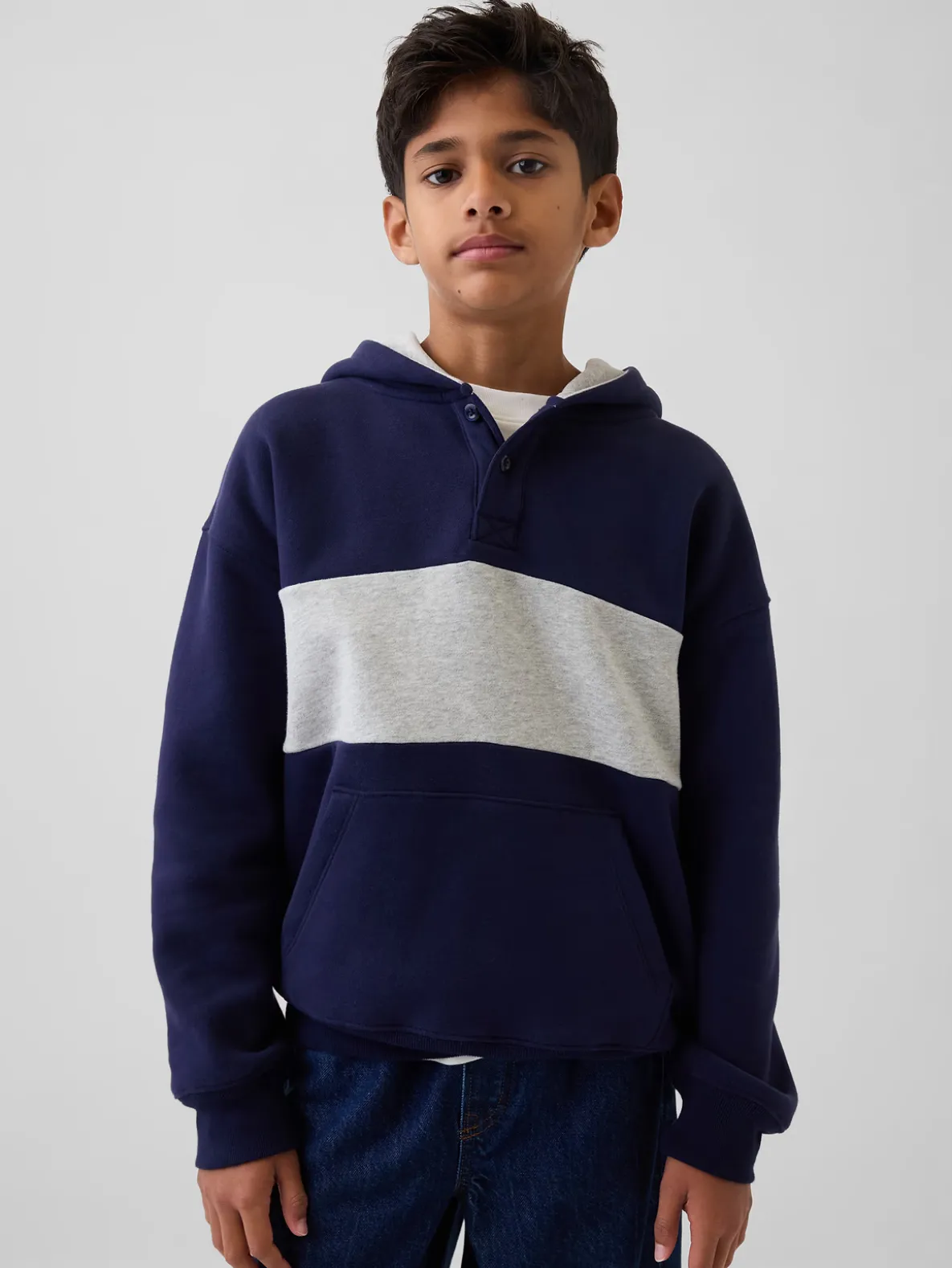 Kids VintageSoft Relaxed Henley Hoodie