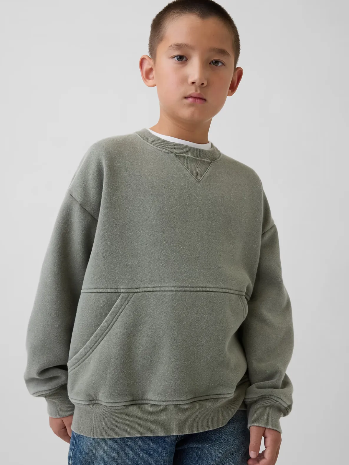 Kids VintageSoft Relaxed Crewneck Pocket Sweatshirt