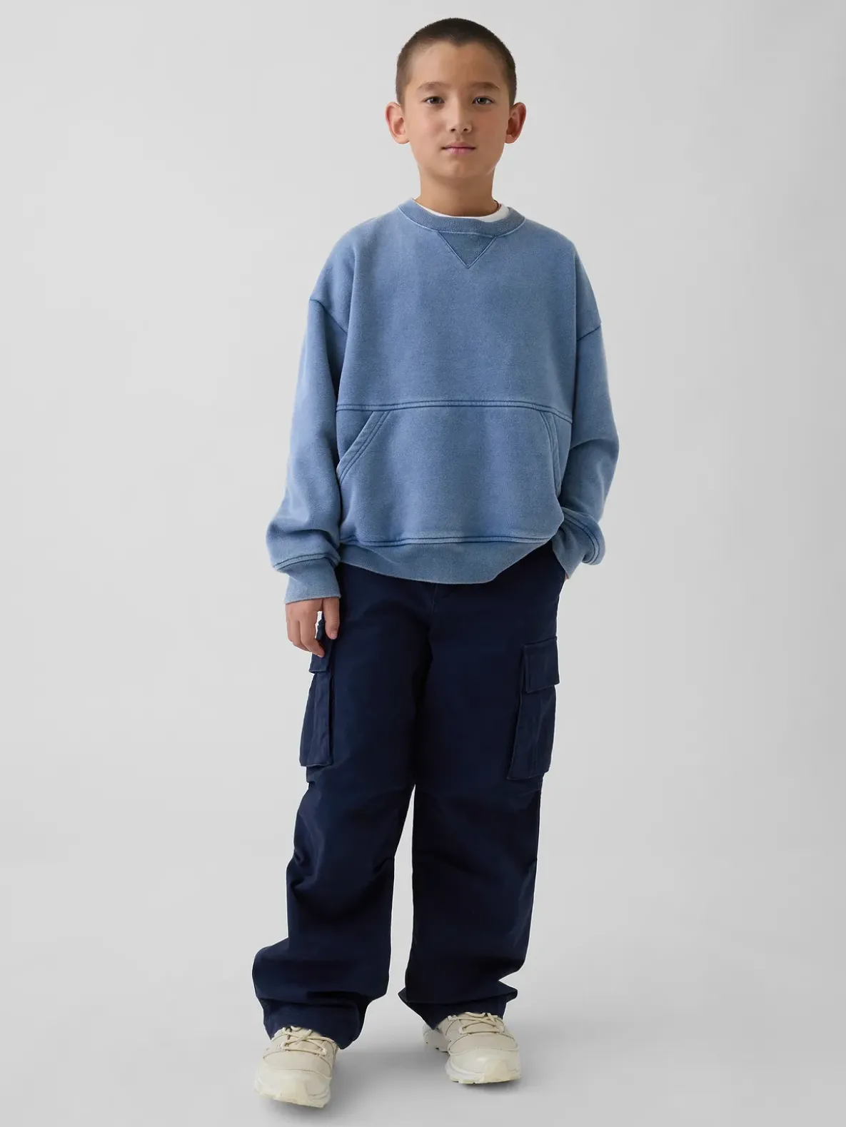Kids VintageSoft Relaxed Crewneck Pocket Sweatshirt