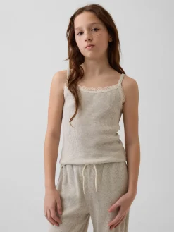 Kids Waffle Lace-Trim Cami