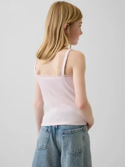 Kids Waffle Lace-Trim Cami