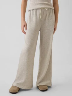 Kids Waffle Relaxed Easy Wide-Leg Pants