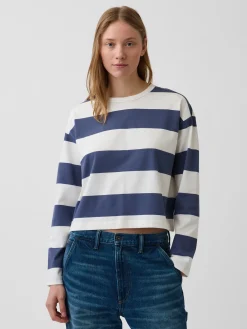 Knit Oversized Crop T-Shirt