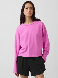 Knit Oversized Crop T-Shirt